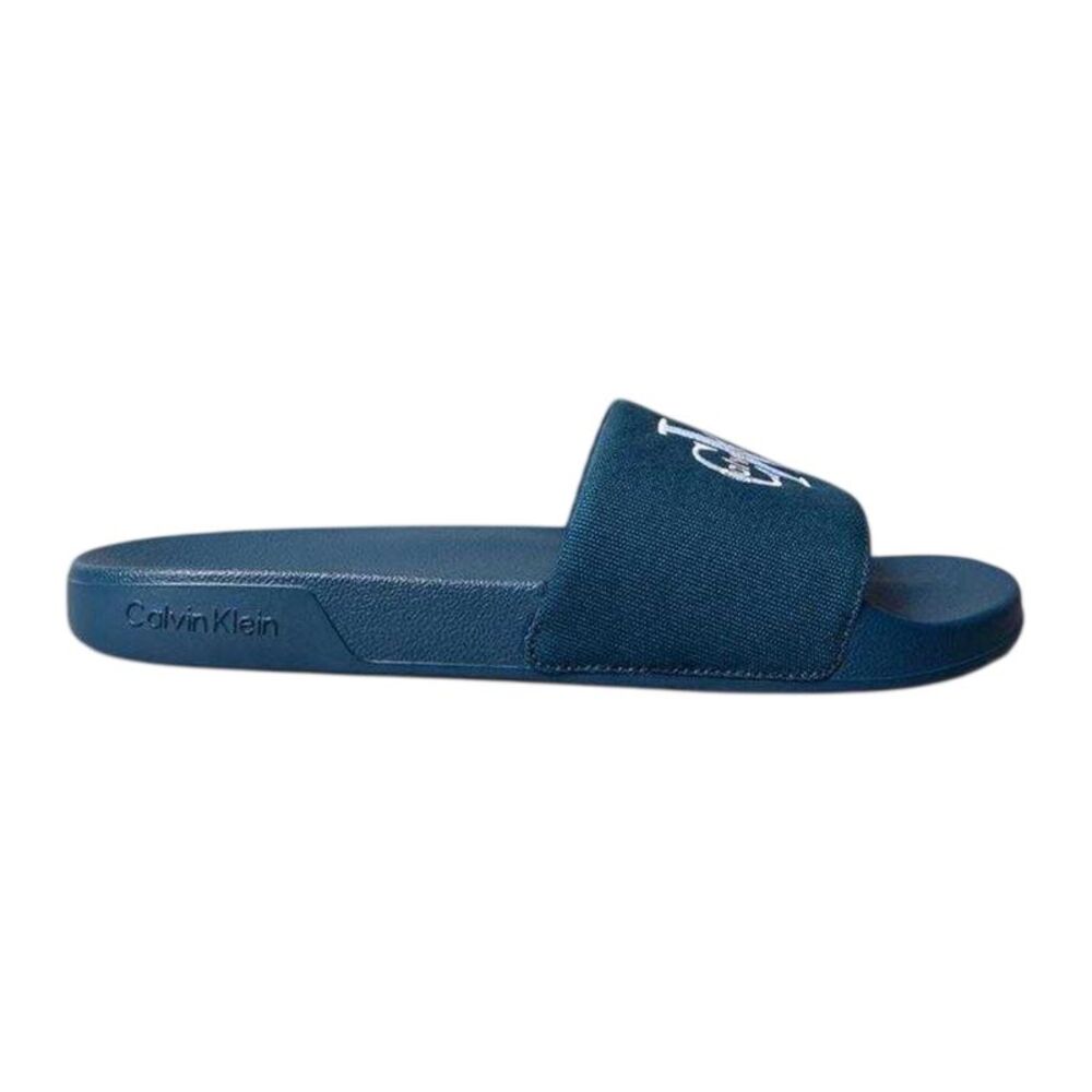 Calvin Klein Mens Logo Slip-on Flat Sliders / Navy